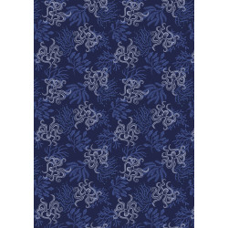 Moontide - Octopus on Dark Blue with Silver Metallic - by Lewis & Irene - per 1/4m