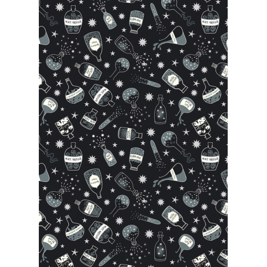 Cast A Spell - Bottles with Silver Metallic Highlights - Lewis and Irene - per 1/4m