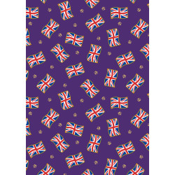 Coronation Day - Flags on Purple with Gold Metallic - by Lewis & Irene - per 1/4m 