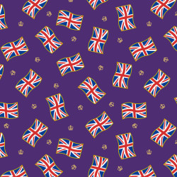 Coronation Day - Flags on Purple with Gold Metallic - by Lewis & Irene - per 1/4m 