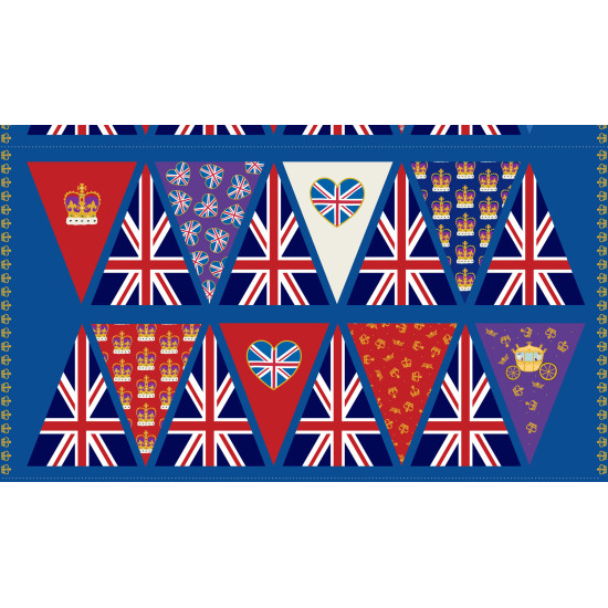 Coronation Day - 16 Flag Bunting Panel - by Lewis & Irene - per Panel