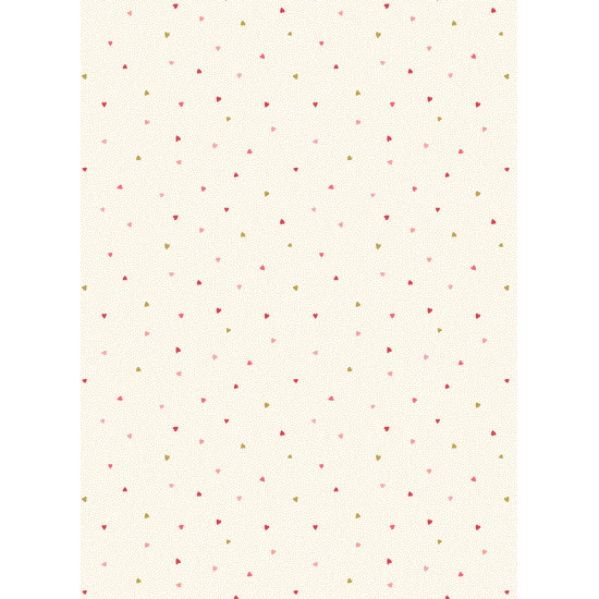 All We Need is Love - Tiny Hearts on Cream Gold Metallic - by Lewis and Irene - per 1/4 metre 