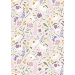 Floral Song - Bloom on Light Pink - by Lewis and Irene - per 1/4 metre 