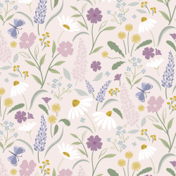 Floral Song - Bloom on Light Pink - by Lewis and Irene - per 1/4 metre 