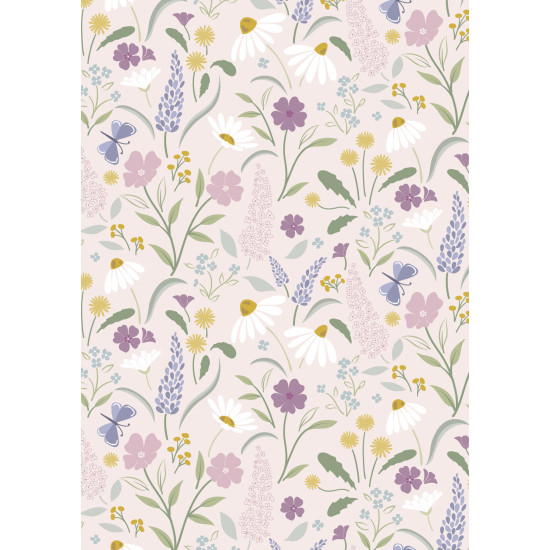 Floral Song - Bloom on Light Pink - by Lewis and Irene - per 1/4 metre 