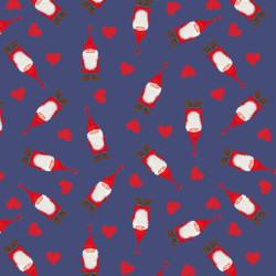 Tomtens Village - Christmas Tomten and Hearts on Dark Blue - Lewis & Irene - per 1/4m