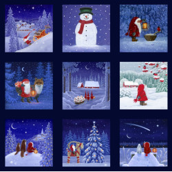 Tomtens Village - Christmas Tomtens 5 inch Squares Panel - Tomtens and Friends - Lewis & Irene - per panel