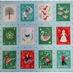 The 12 Days of Christmas Collection - Christmas squares on Winter Blue Panel - by Lewis & Irene - per 30 cm Panel