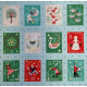 The 12 Days of Christmas Collection - Christmas squares on Winter Blue Panel - by Lewis & Irene - per 30 cm Panel