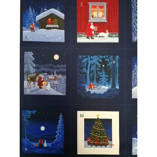 Tomtens Village - Tomtens and Friends Christmas Advent Panel - Lewis and Irene - per panel