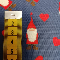 Tomtens Village - Christmas Tomten and Hearts on Dark Blue - Lewis & Irene - per 1/4m
