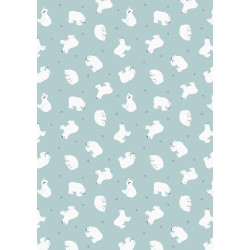 Polar Bears on arctic blue - Small Things..Polar Animals Collection - by Lewis & Irene - per 1/4m