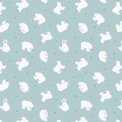 Polar Bears on arctic blue - Small Things..Polar Animals Collection - by Lewis & Irene - per 1/4m