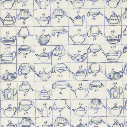 Larking - Teapots on Porcelain - Janet Clare - Moda - per 1/4m