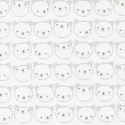 D is for Dream - Bear Faces on White - by Paper & Cloth - for Moda - per 1/4 metre