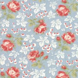 Victoria - Red Roses on Blue by 3 Sisters - Moda - per 1/4m