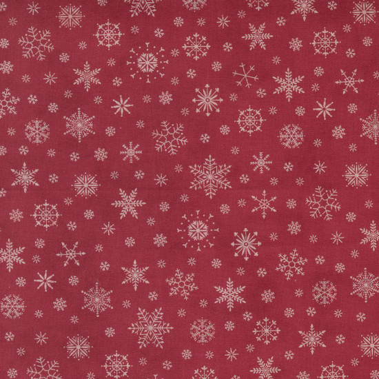 Poinsettia Plaza - Snowflake on Crimson - by 3 Sisters - Moda - per 1/4m