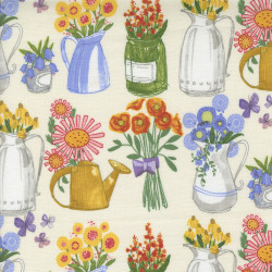Superbloom - Flower Vases on Cream - by Robin Pickens - Moda - per 1/4m