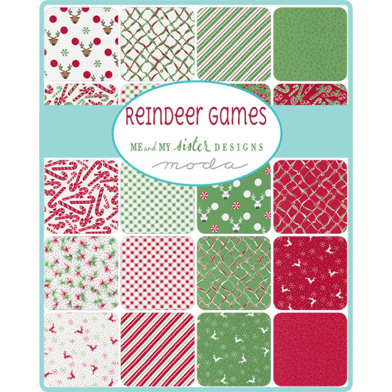 Reindeer Games - by Me and My Sister - Moda - 42 x 2.5" pre-cut Squares - Mini Charm Pack