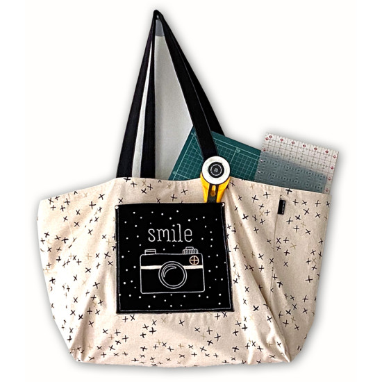 Sew Happy - Canvas Crosses on Natural - by Brigitte Heitland of Zen Chic - Moda - per 1/2 metre