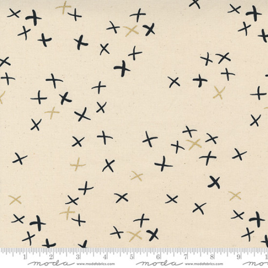 Sew Happy - Canvas Crosses on Natural - by Brigitte Heitland of Zen Chic - Moda - per 1/2 metre