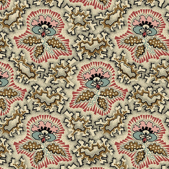 Maling Road - Canterbury Flower Brown - for Makower - per 1/4m