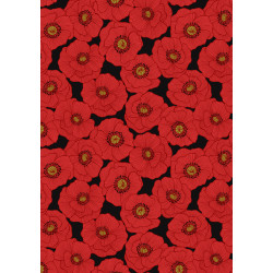 Poppies - Large Poppy on Black by Lewis & Irene - per 1/4m