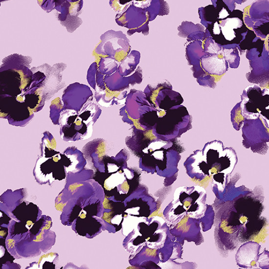 Pansy Noir - Pansy Noir Lilac for Benartex - per 1/4m