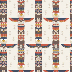 Big Bear Little Bear - Bear and Friends Totem on Cream by Lewis & Irene - per 1/4m