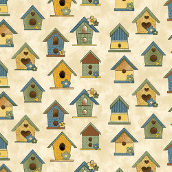 Sunshine Garden - Birdhouses - for Benartex - per 1/4m