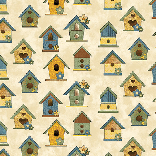 Sunshine Garden - Birdhouses - for Benartex - per 1/4m