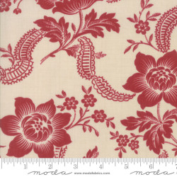 French General - Pondicherry - Red Flowers on Pearl - for Moda - per 1/4m