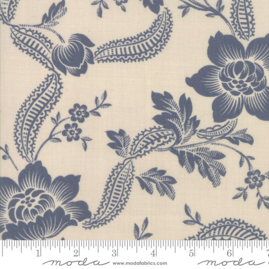 French General - Pondicherry - Blue Flowers - for Moda - per 1/4m