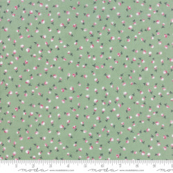 Freya and Friends - Pink Buds on Green - Janet Clare - Moda - per 1/4m