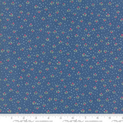 Freya and Friends - Small Flowers Dark Blue - Janet Clare - Moda - per 1/4m