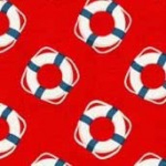 Sea View - Life Rings on Red - by Makower - per 1/4m