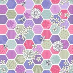 Bee Kind  - Bee Hexagons Pinks by Lewis & Irene - per 1/4m
