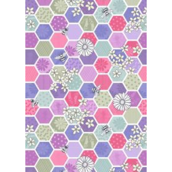 Bee Kind  - Bee Hexagons Pinks by Lewis & Irene - per 1/4m