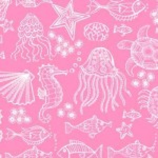 Merryn - Sea Creatures Outline Tonal Pink- for Makower - per 1/4m