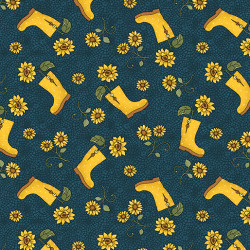 Sunshine Garden - Yellow Wellies and Sunflowers - for Benartex - per 1/4m