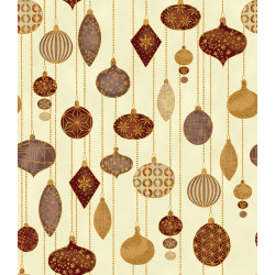 Glimmering Christmas Baubles on Light Cream - by Stof - per 1/4m