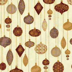 Glimmering Christmas Baubles on Light Cream - by Stof - per 1/4m