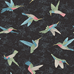 Hummingbird on Black by Benartex - per 1/4m
