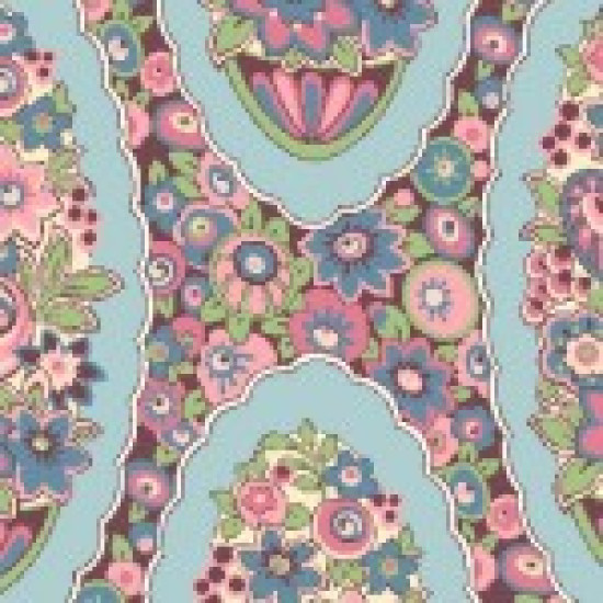 Downton Abbey - Lady Edith - Multicolour Floral Blue - by Andover - per 1/4m