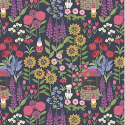 Grandma's Garden - Dark Grey - by Lewis & Irene - per 1/4m