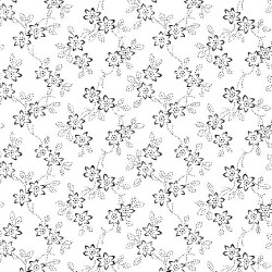 White on Ivory - Floral Vine - by John Louden - per 1/4m