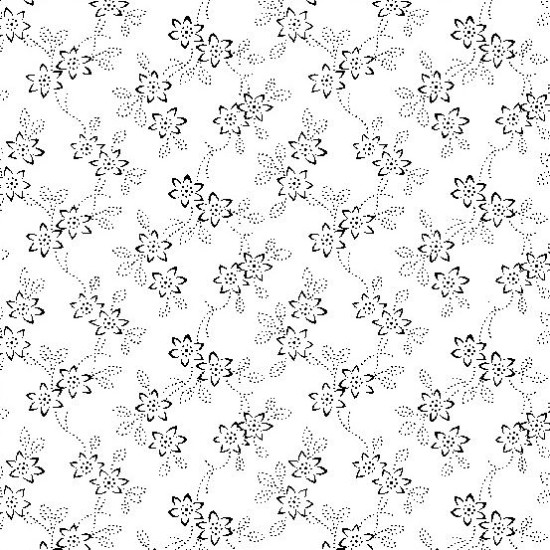 White on Ivory - Floral Vine - by John Louden - per 1/4m
