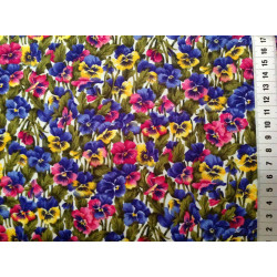 Pansy Bright - Blue Pink Yellow by Fabric Freedom - per 1/4m