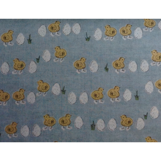 Home Grown - Chicks & eggs on blue - by Makower - per 1/4m