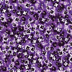 Pansy Noir - Pansy Ditzy Dark Purple for Benartex - per 1/4m